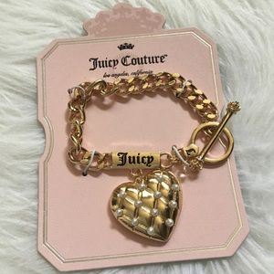 ✨NWT Juicy Couture Logo Heart Tag Gold Chain Bracelet Y2K